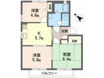 ラフォンテーヌ(3K/2階)の間取り写真