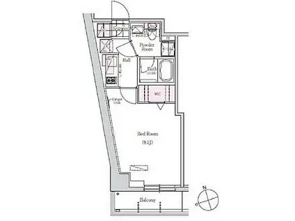 アーバネックス三田(1K/3階)の間取り写真