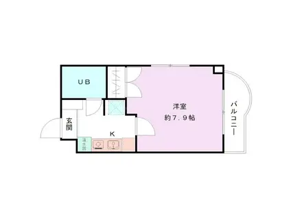 シャトー上大川前(1K/3階)の間取り写真