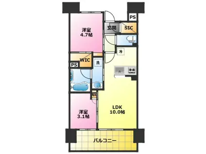 ブランシエスタ新丸子リバーフロント(2LDK/9階)の間取り写真