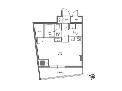 ヒューリック板橋(1K/11階)の間取り写真