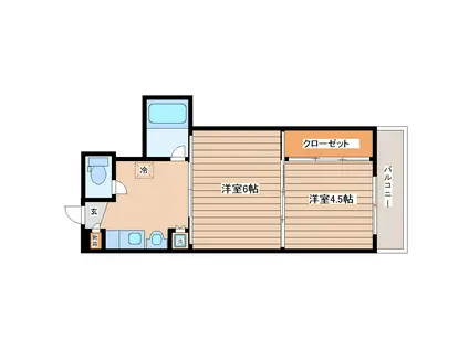 シャングリラ大和町(2DK/1階)の間取り写真