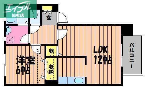 ミーテレーテ中島 II(1LDK/2階)の間取り写真