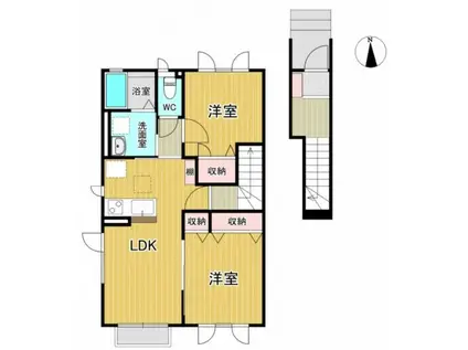ローバーハイムB(2LDK/2階)の間取り写真