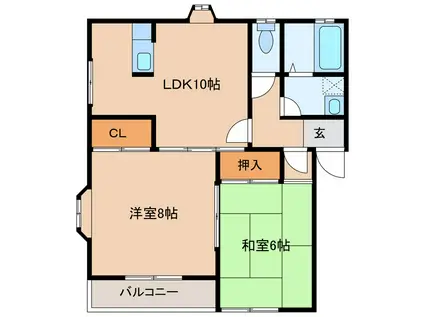 キャッスルすがや(2LDK/2階)の間取り写真