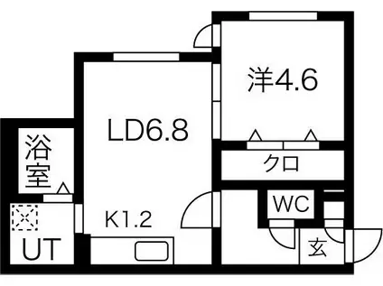 グランデール新札幌II(1DK/4階)の間取り写真