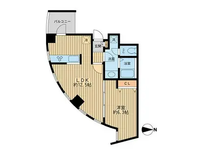 ウィルテラス新代田(1LDK/4階)の間取り写真