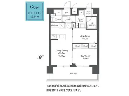 ディームス根岸(2LDK/2階)の間取り写真