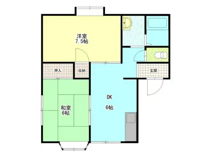 グリーンイーバ三竹(2DK/1階)の間取り写真
