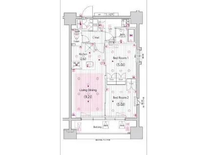 ガーラ・アヴェニュー浅草(2LDK/14階)の間取り写真