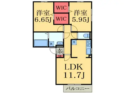 パークサイドSOGA(2LDK/3階)の間取り写真