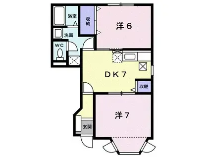 アンソレイエ小金井公園(2DK/1階)の間取り写真