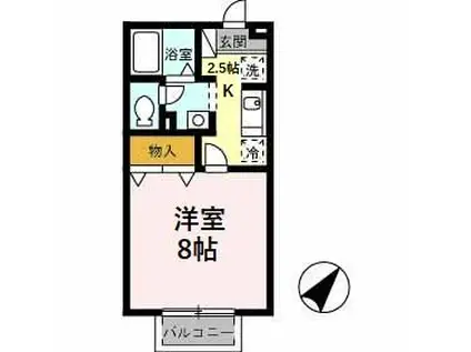 セジュール・エル・カンポ(1K/2階)の間取り写真