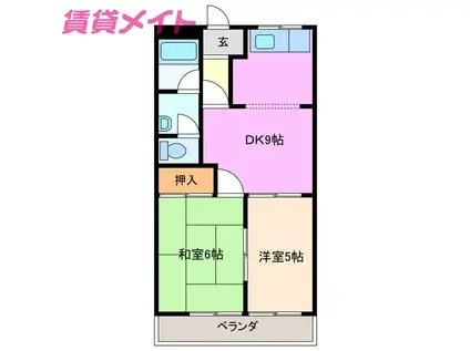 レジデンス道伯A棟(2DK/1階)の間取り写真