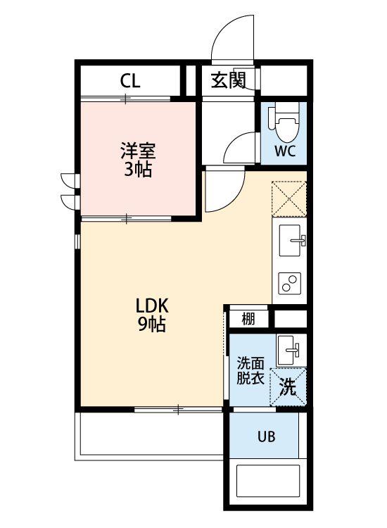 GRANDTIC九品寺(1LDK/1階)の間取り写真