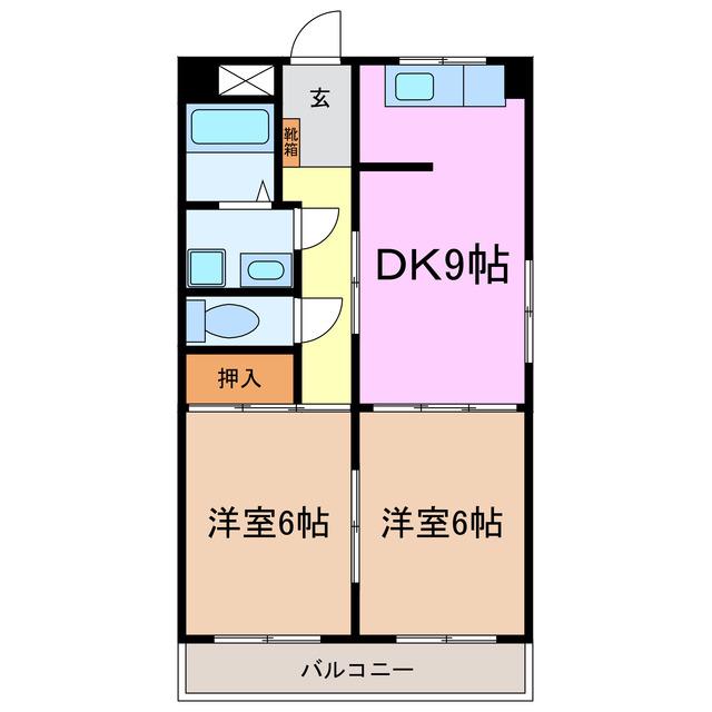 サンメゾン平針(2DK/7階)の間取り写真