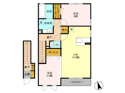 ガーデンハイツ(2LDK/2階)の間取り写真