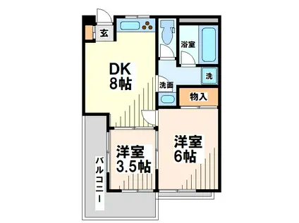 DUKE-II(2DK/4階)の間取り写真