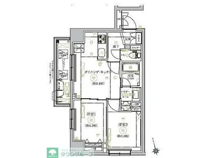RELUXIA墨田八広(2DK/4階)の間取り写真