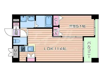 ノルデンハイム江坂(1LDK/5階)の間取り写真