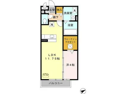 ラエティティア(1LDK/1階)の間取り写真