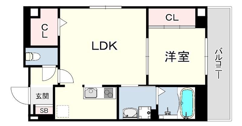 サンシエ神戸元町(1LDK/1階)の間取り写真