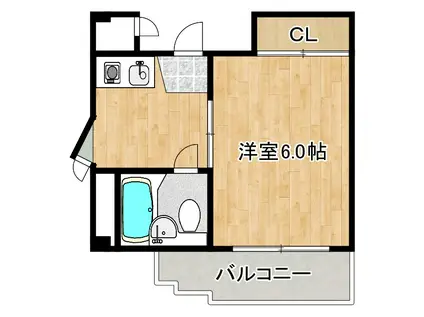 杭全ダイヤモンドライフ(1K/5階)の間取り写真