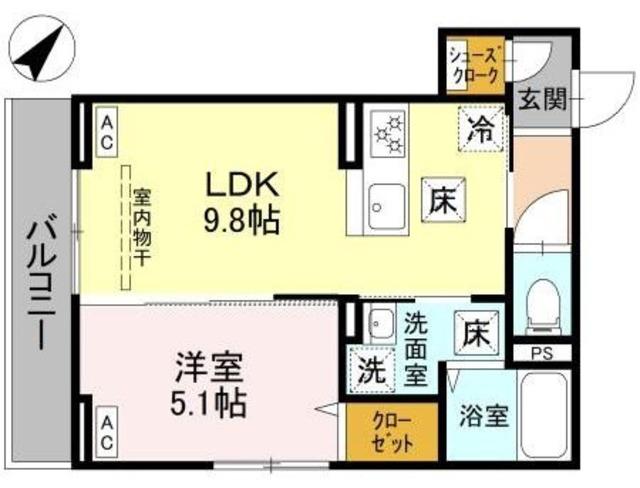 ノーブルラフィネ蕨(1LDK/1階)の間取り写真