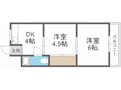 セレブサンティール(2DK/3階)の間取り写真