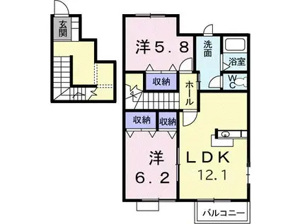 アンソレイエIIB(2LDK/2階)の間取り写真