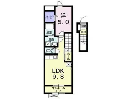 ハイム ダイ IV(1LDK/2階)の間取り写真