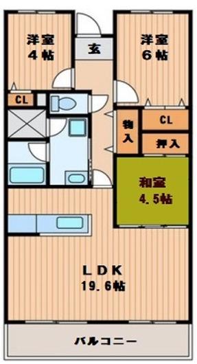 寝屋川サンハイツA棟(3LDK/7階)の間取り写真