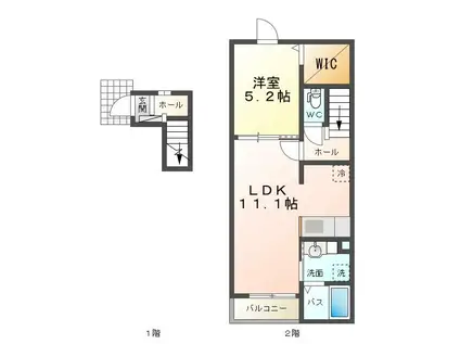 ブリアント・ベルII(1LDK/2階)の間取り写真