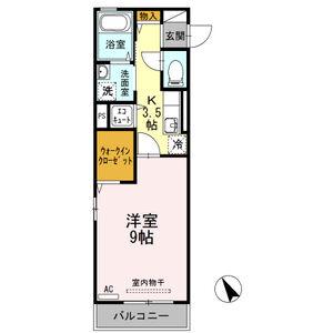 D-ROOM川内川前丁(1K/3階)の間取り写真
