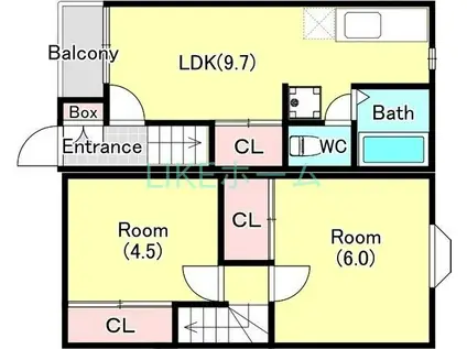 テラスラフォーレW1・2(2LDK/1階)の間取り写真