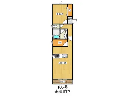 ベルソレイユ地行(1LDK/1階)の間取り写真