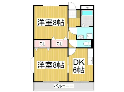 JR中央線 茅野駅 徒歩30分 4階建 築27年(2DK/3階)の間取り写真