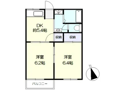 フォーブルライム(2DK/2階)の間取り写真
