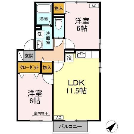 マイルド・フナコシ(2LDK/2階)の間取り写真