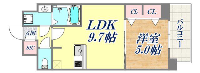 スプランディッド王子公園(1LDK/3階)の間取り写真