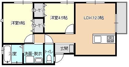 カーサフィオーレ(2LDK/2階)の間取り写真