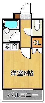 PLイースト西川頭A棟(ワンルーム/2階)の間取り写真