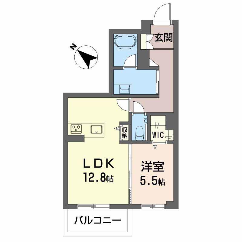 AILE BLANCHE 吹上(1LDK/1階)の間取り写真
