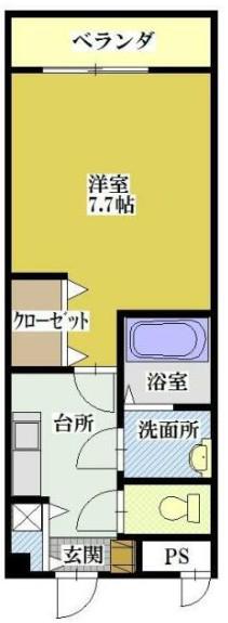 ラビットハウス 西春日(1K/4階)の間取り写真