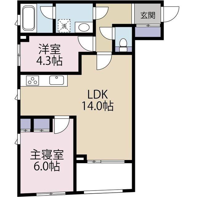 RESIDENCE MOTOMACHI(2LDK/3階)の間取り写真