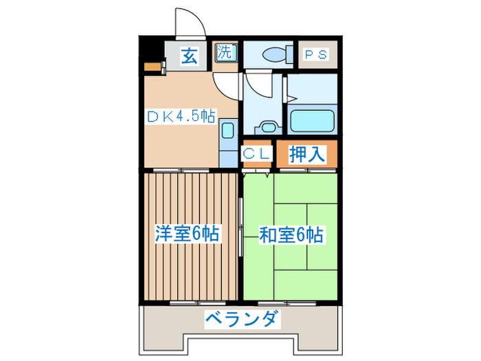 第十三ショーケービル(2DK/4階)の間取り写真