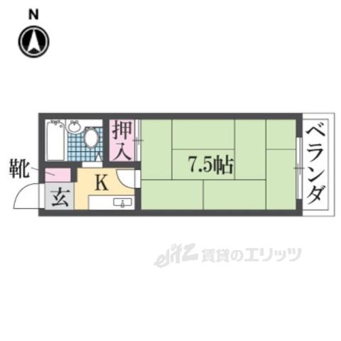 長岡ロイヤルパレスA棟(1K/4階)の間取り写真