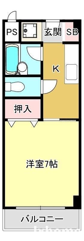 ヴェルドゥール北春日丘(1K/2階)の間取り写真