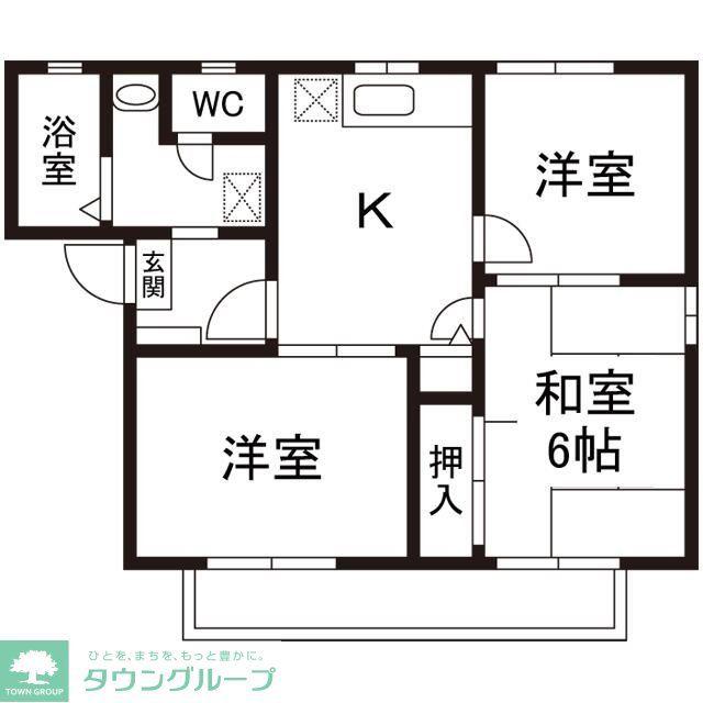 コーポイーストウッド A棟(3DK/2階)の間取り写真