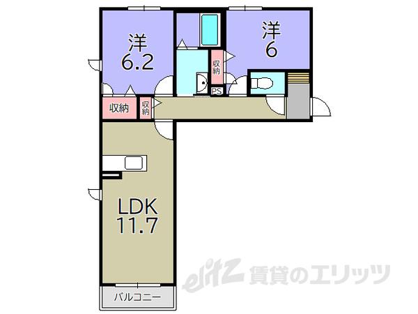 シャーメゾンHINO(2LDK/1階)の間取り写真
